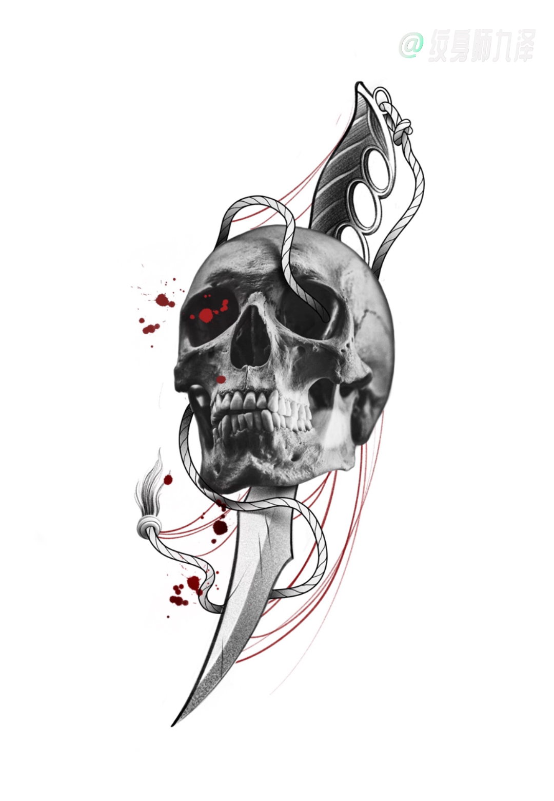 黑灰写实纹身分享纹身手稿绘画过程