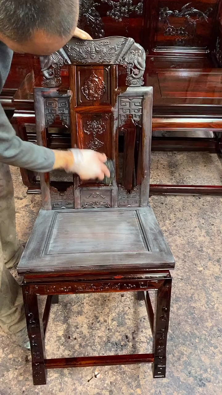 古典红木家具#大红酸枝象头餐桌椅