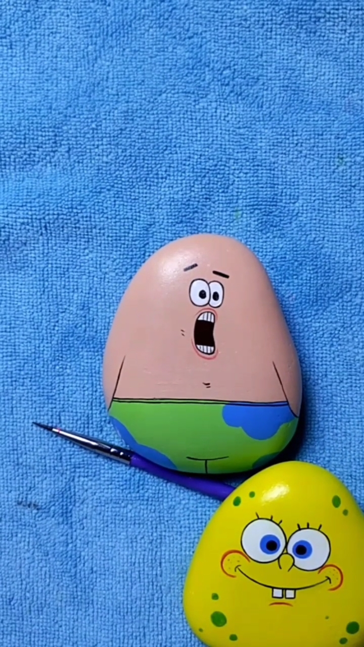 可爱的石头画教程～派大星一看就会