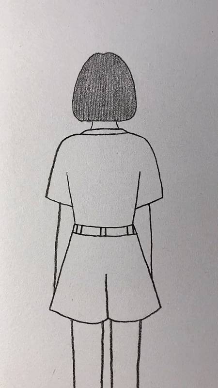 简笔画#画孤单的短发女孩背影-度小视