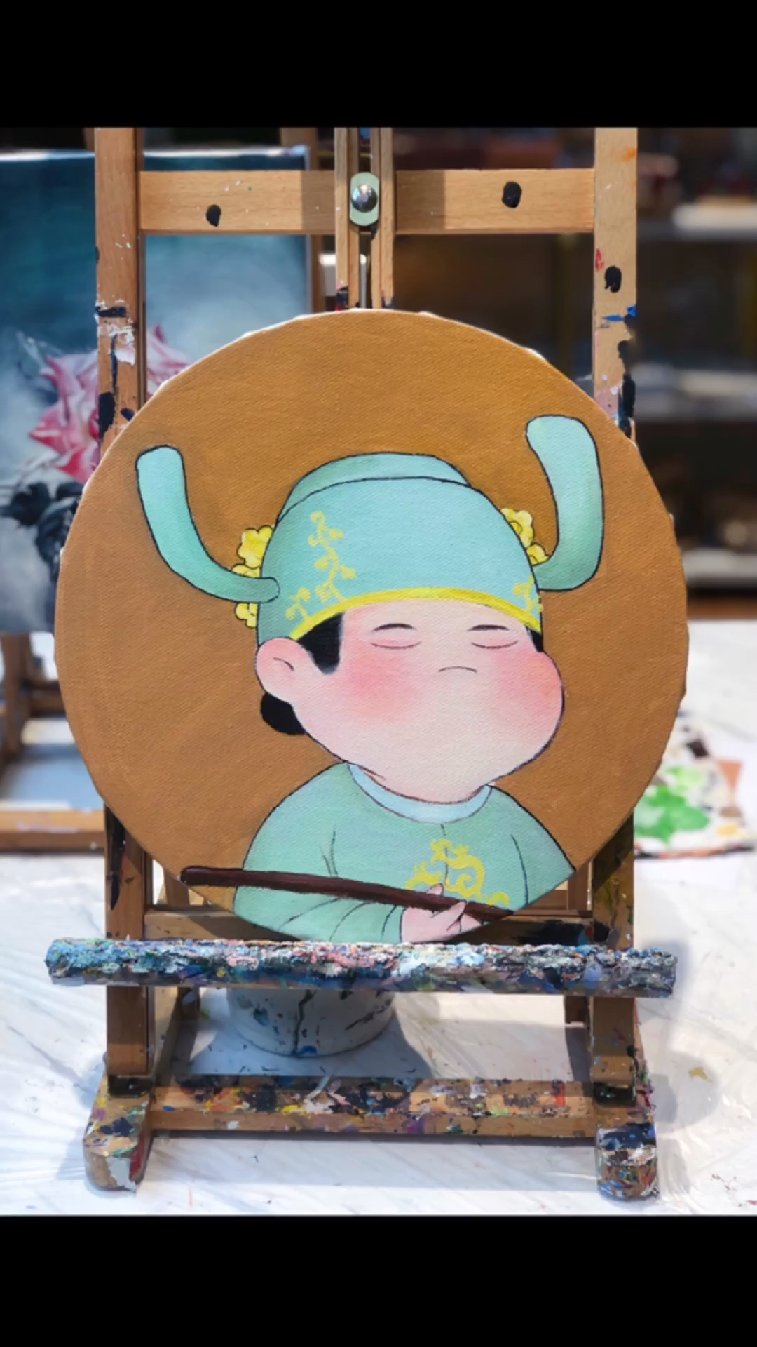 丙烯画油画96古风人物-全民小视频