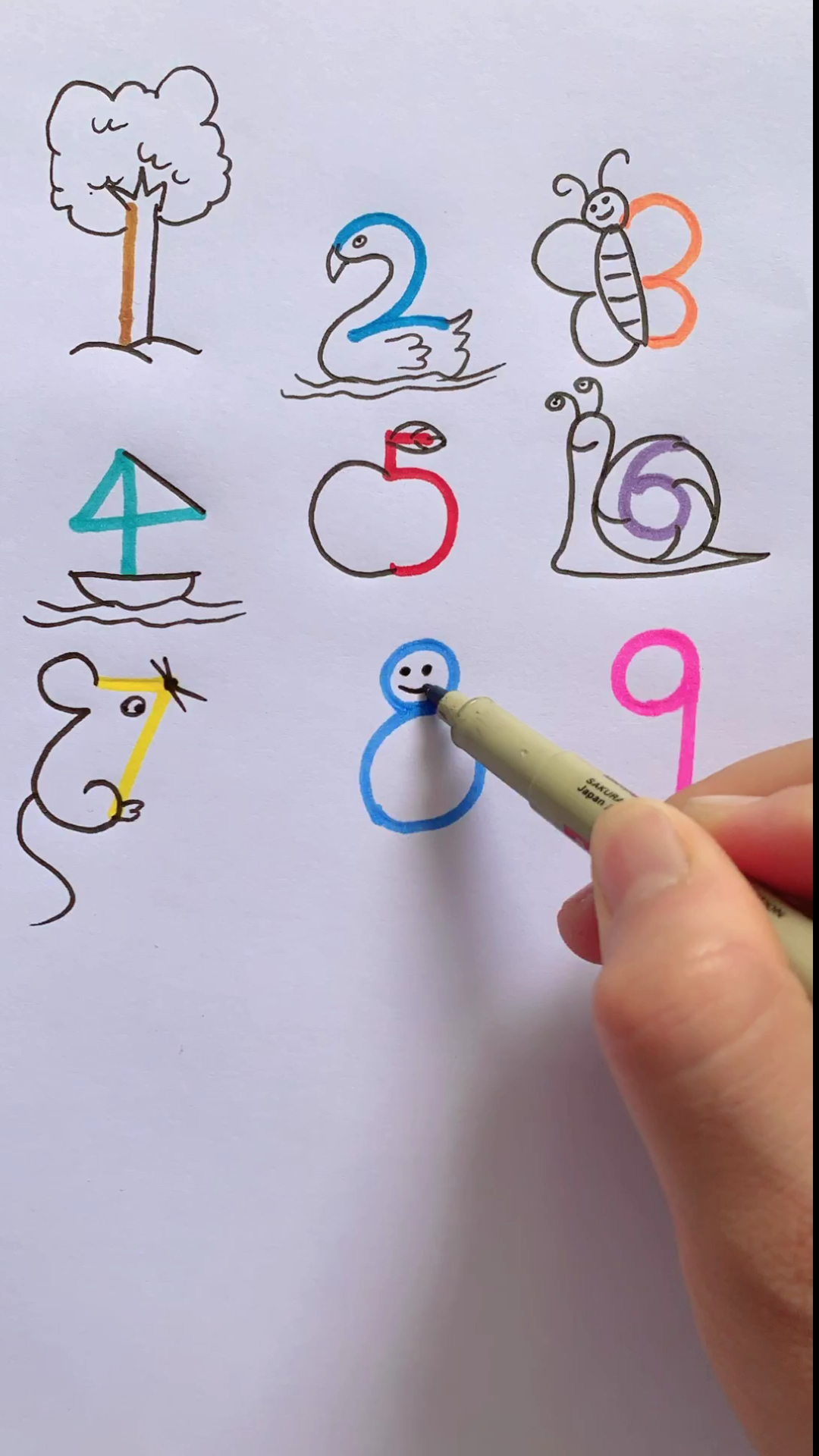 简笔画#数字1～9简笔画,你还会用数字画什么?-度小视