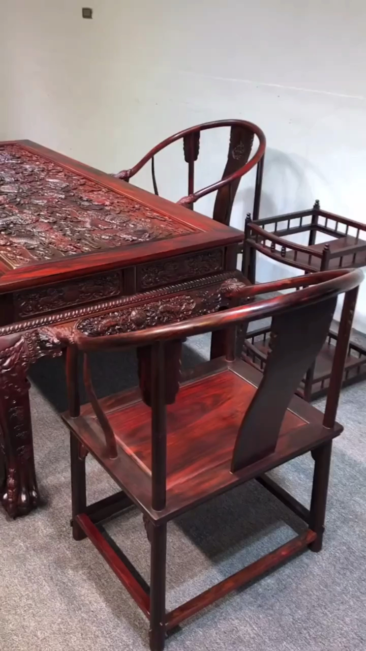 古典红木家具#国标红木家具大红酸枝泡茶桌!百万雄狮