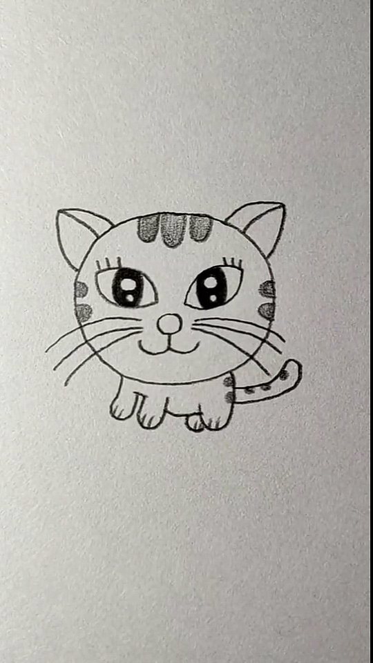 简笔画#画一只可爱的大头猫-度小视