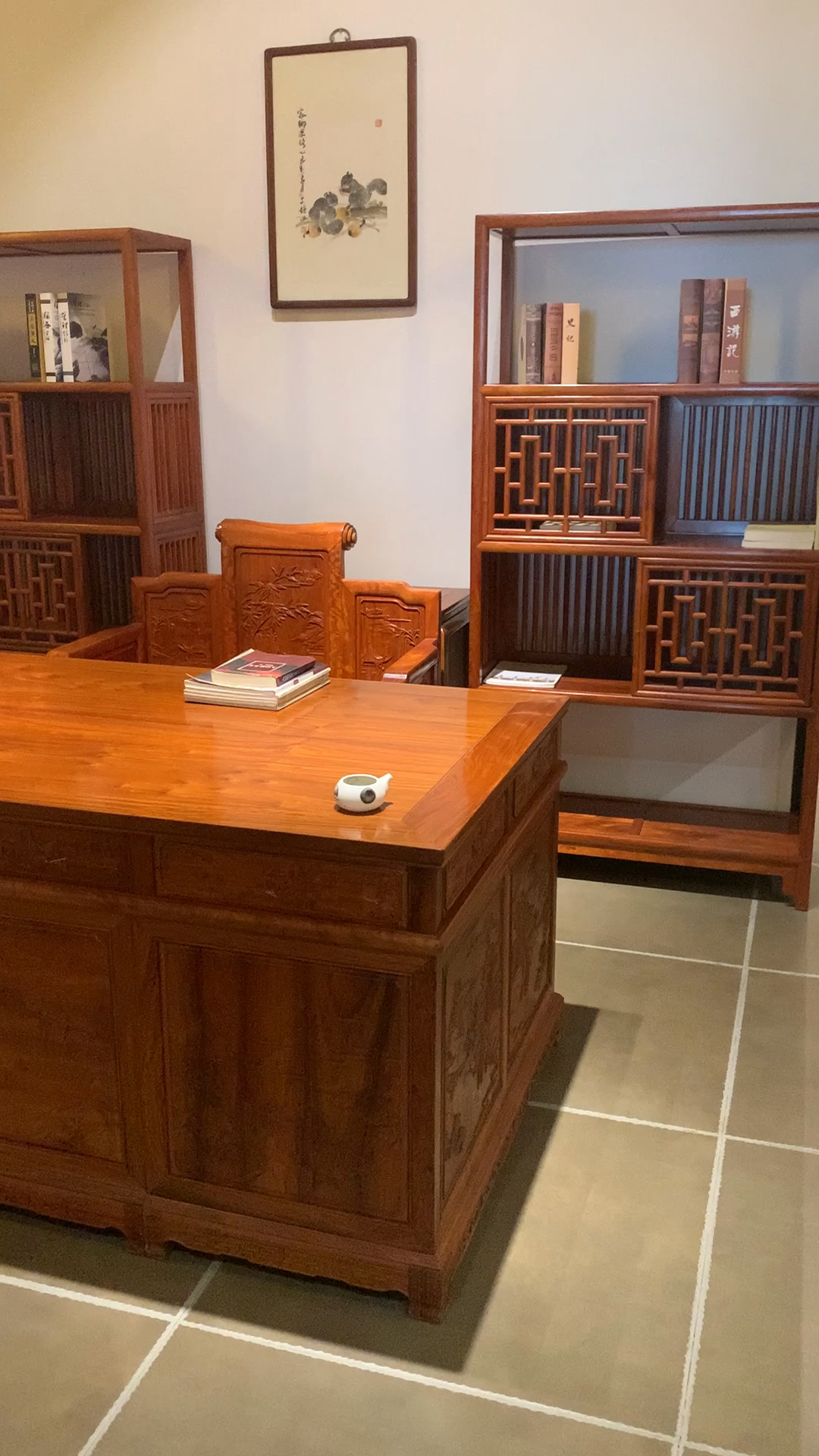 红木古典家具#缅花办公室组合