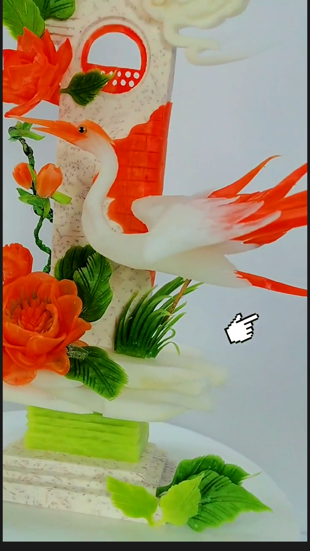 云中白鹤教学,白萝卜雕刻.分享给大家,学到就是赚到-度小视