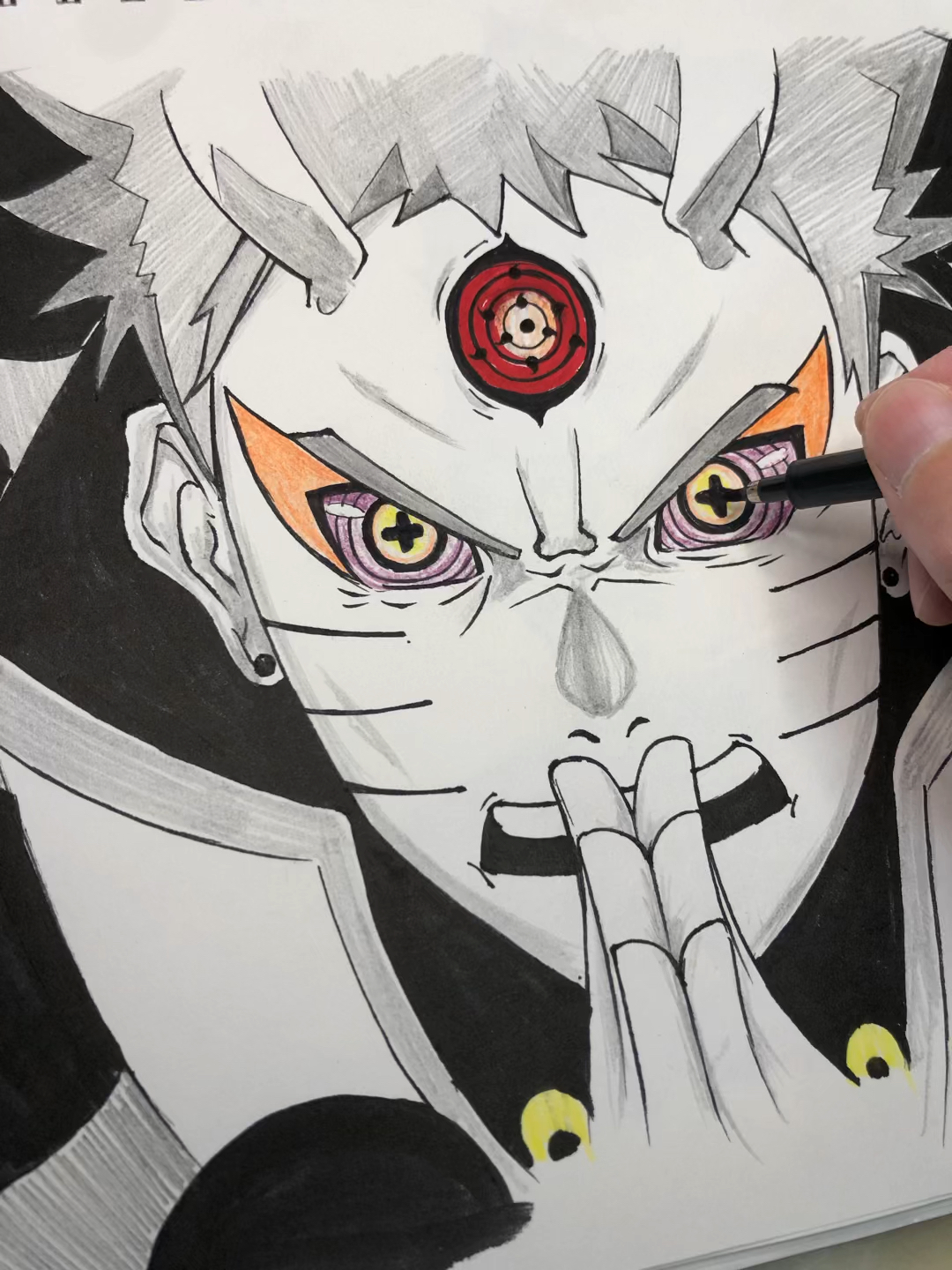 火影忍者徒手绘制动漫人物鸣人组合人物绘画