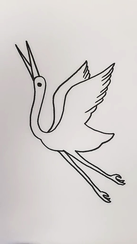 丹顶鹤的画法儿童画图片