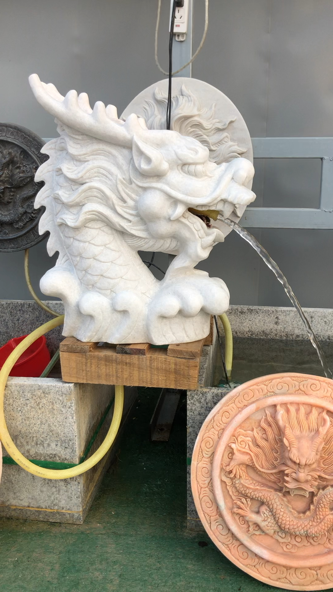 不一样的人生#石雕龙头喷水景观摆件