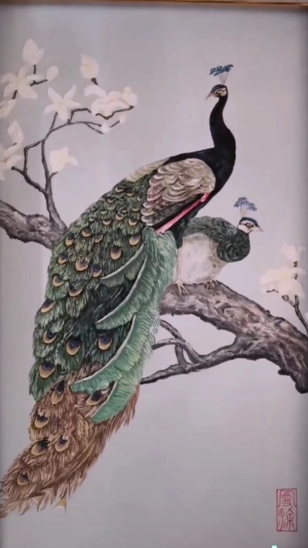 浮雕壁画#玄关孔雀浮雕壁画欣赏