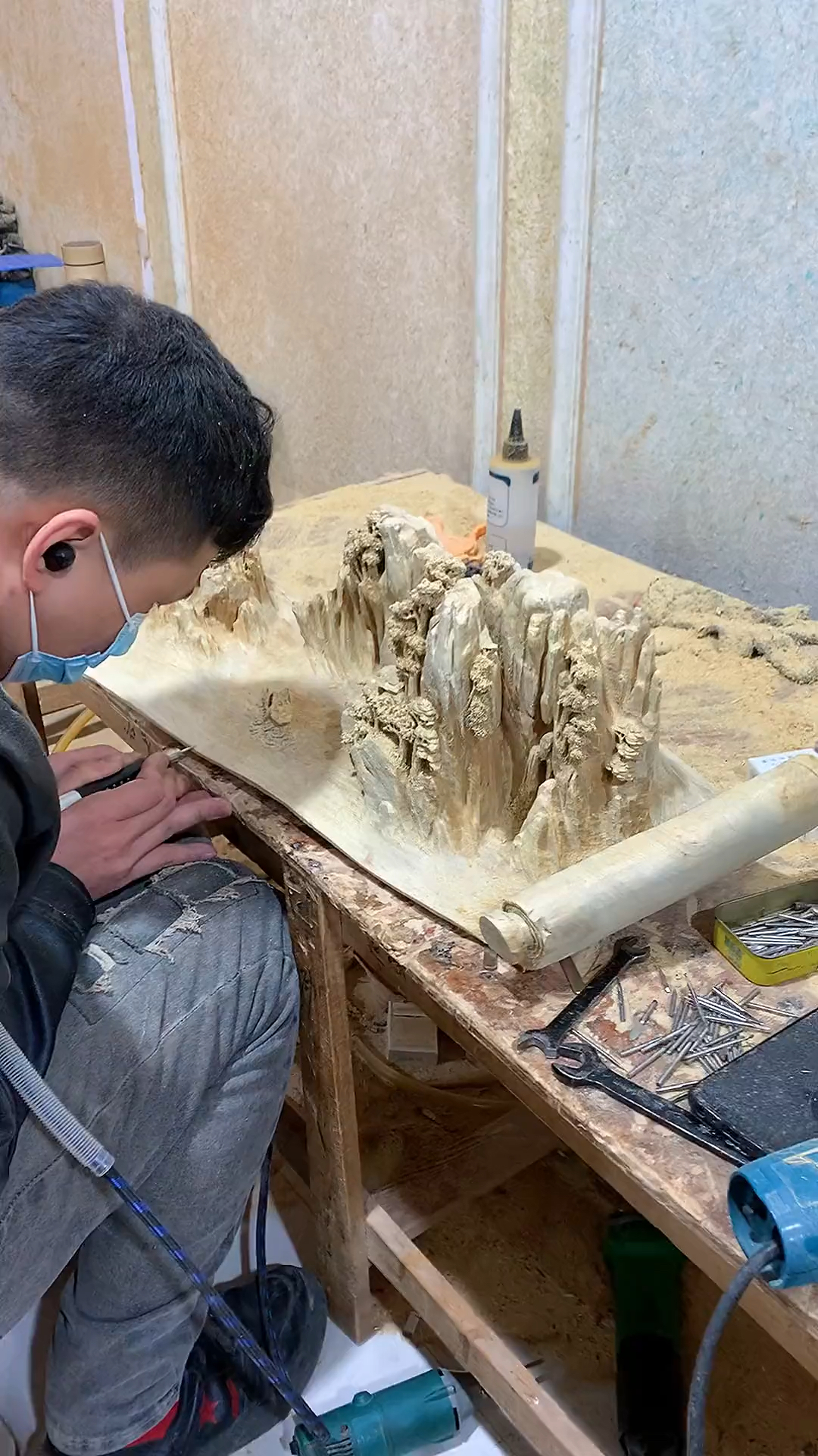 全民最牛手艺人#木雕江山如画