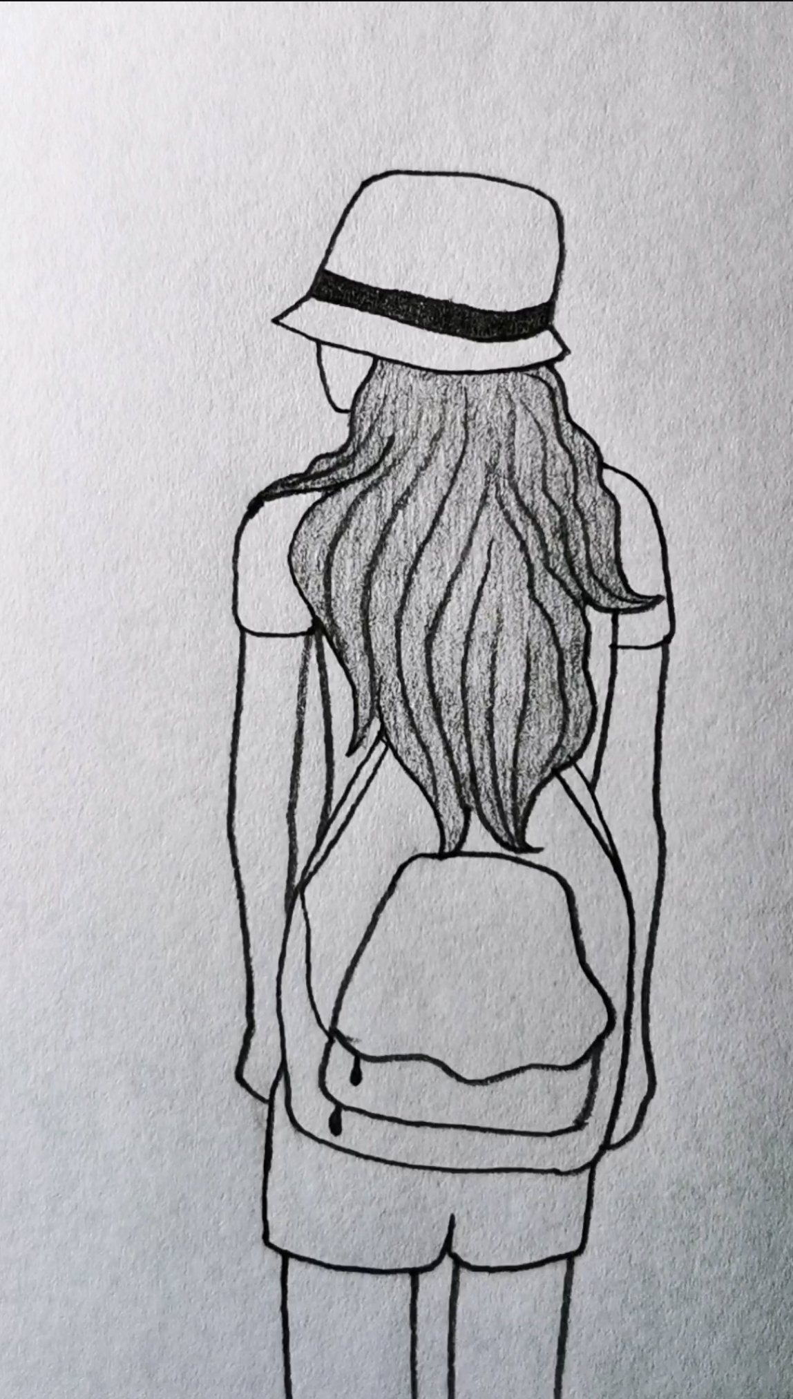 背包去旅行的女生背影简笔画.-度小视