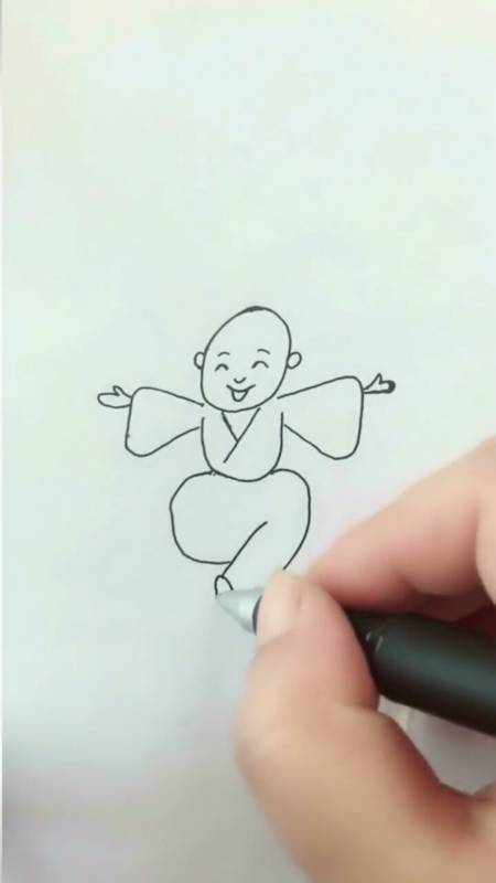 简笔画#这样子画小和尚超简单的,你学会了吗
