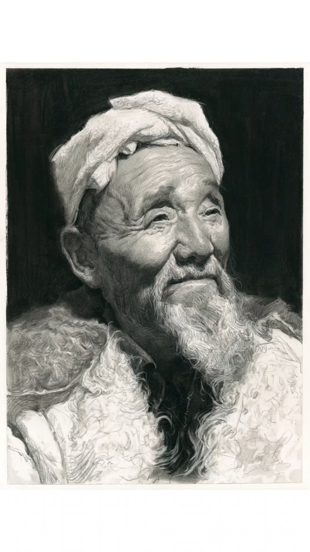 绘画#刘斌老师短期素描头像《陕北老农》