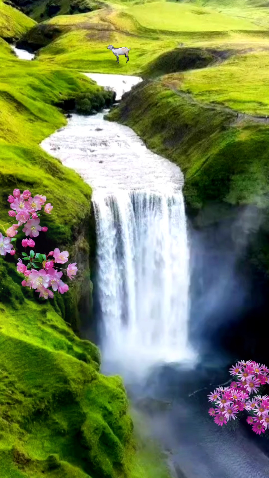 瀑布:奔流而下水不止,年年岁岁都如此;震耳欲聋声不断,日日夜夜危涧驰