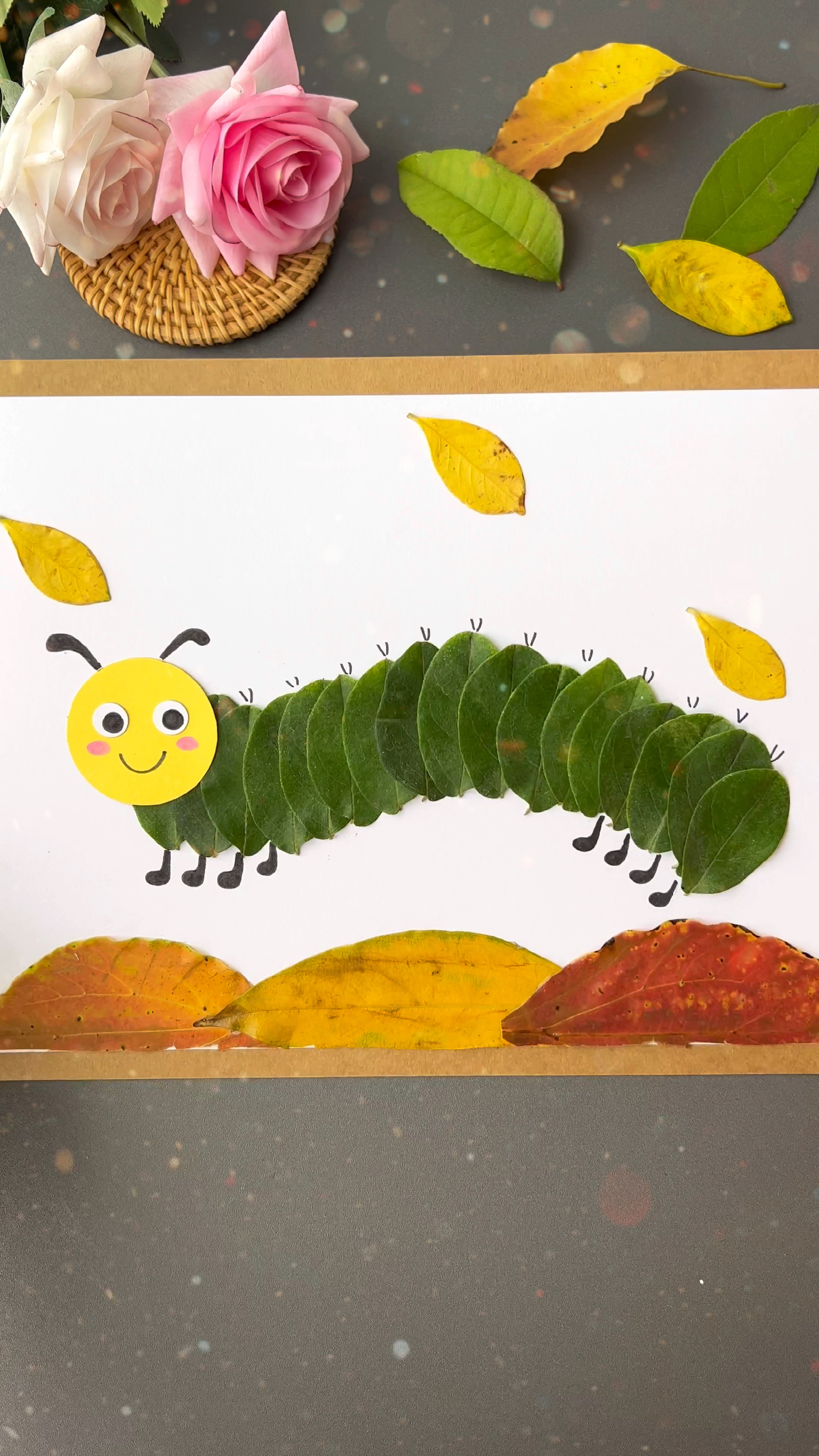 用树叶做昆虫的粘贴画图片