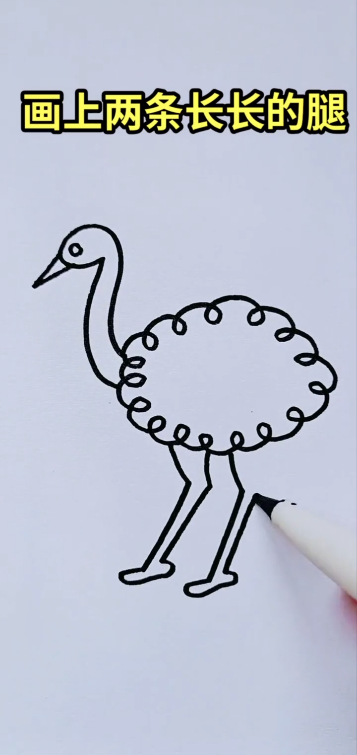 简笔画#这样画鸵鸟太容易了