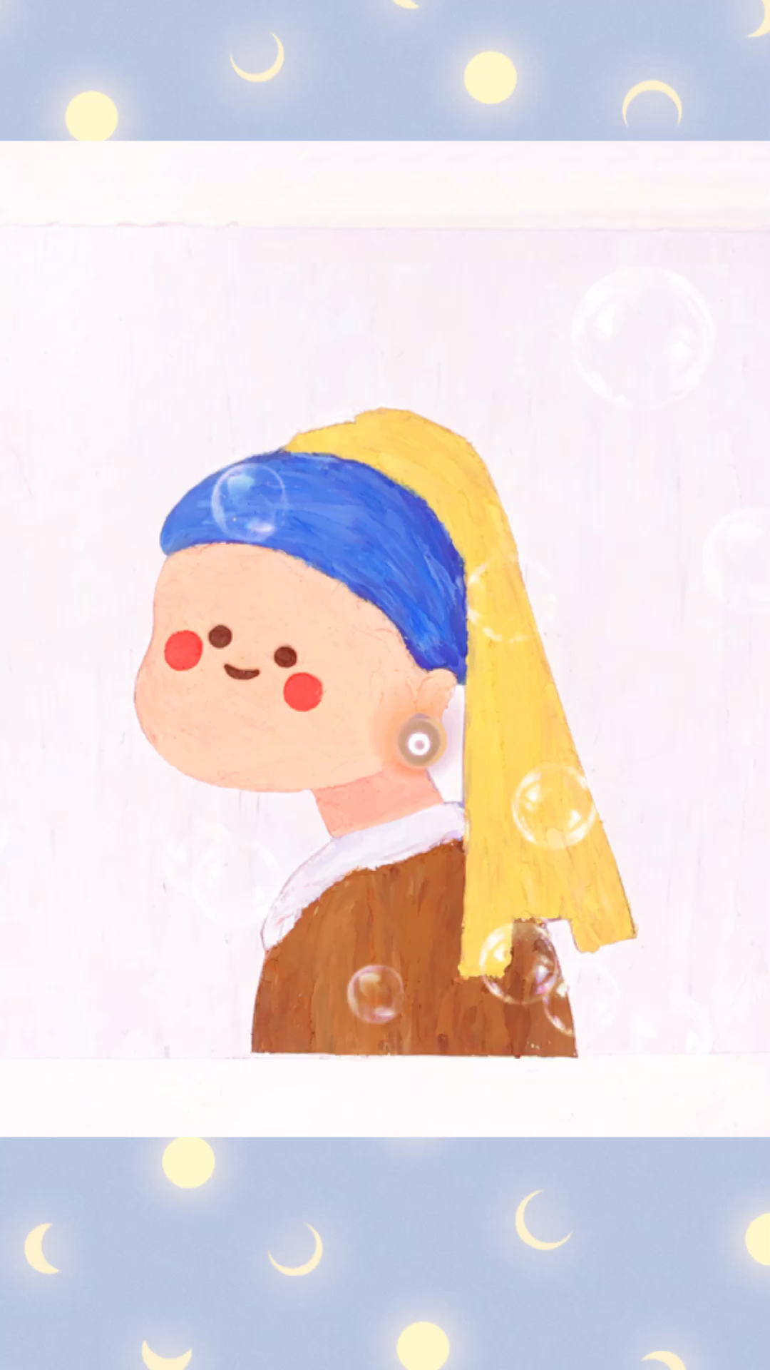 全民最牛手艺人世界名画系列戴珍珠耳环的少女油画棒绘画手绘原创萌