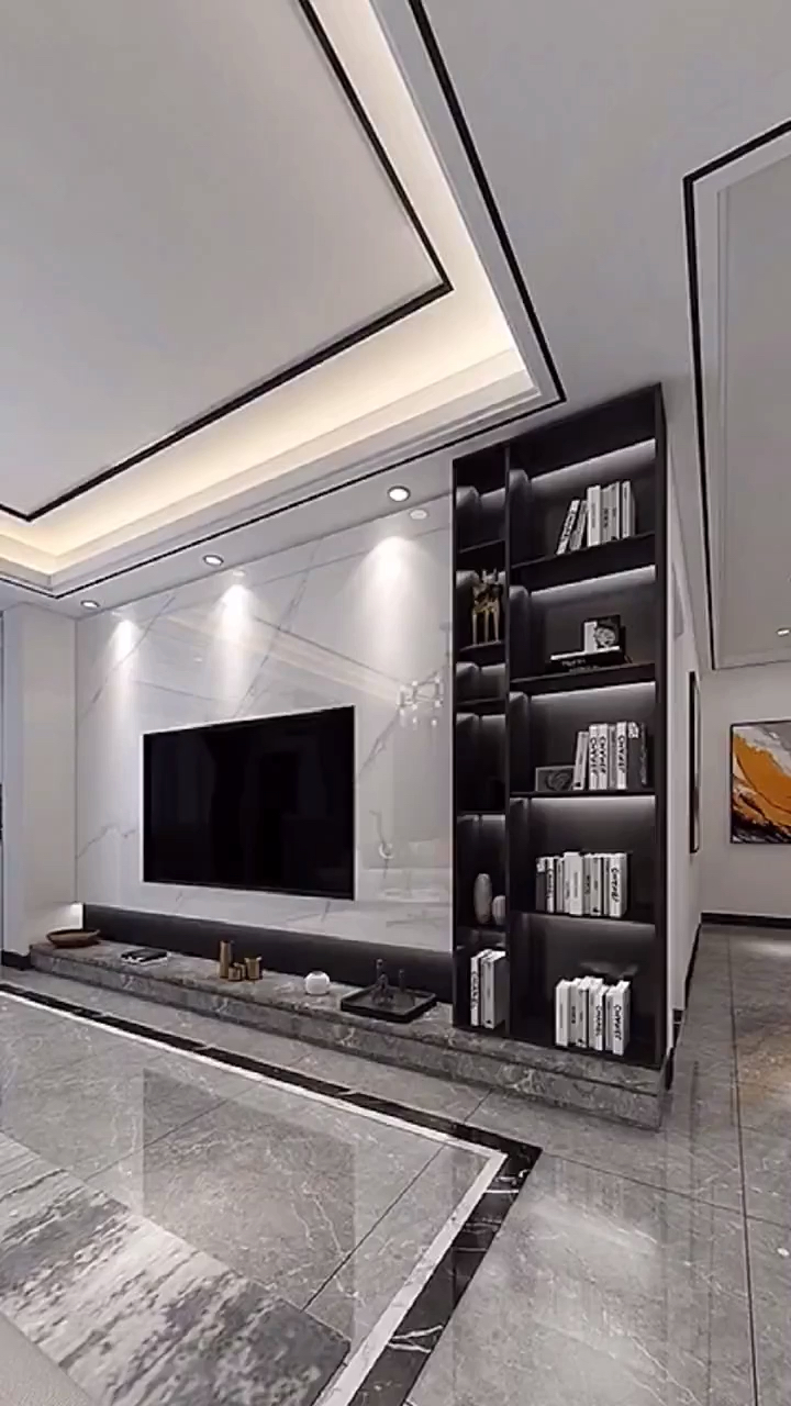 电视背景墙#现代黑白灰风格