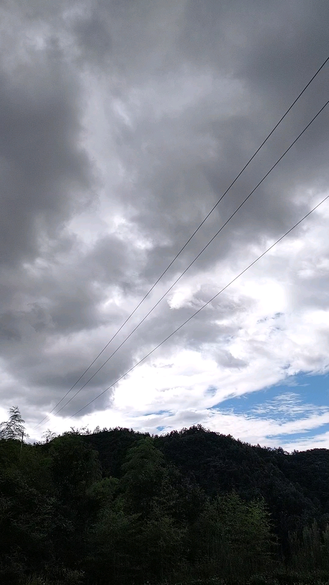 同一片天空,乌云和蓝天白云