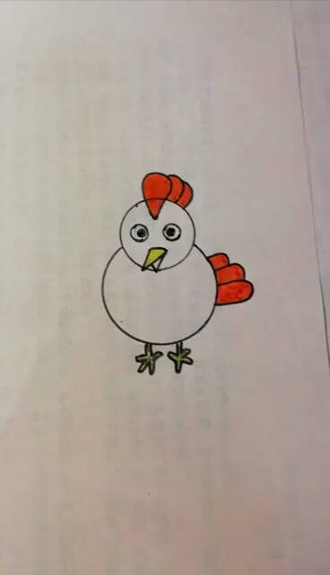 简笔画9个圆画公鸡你学会了吗