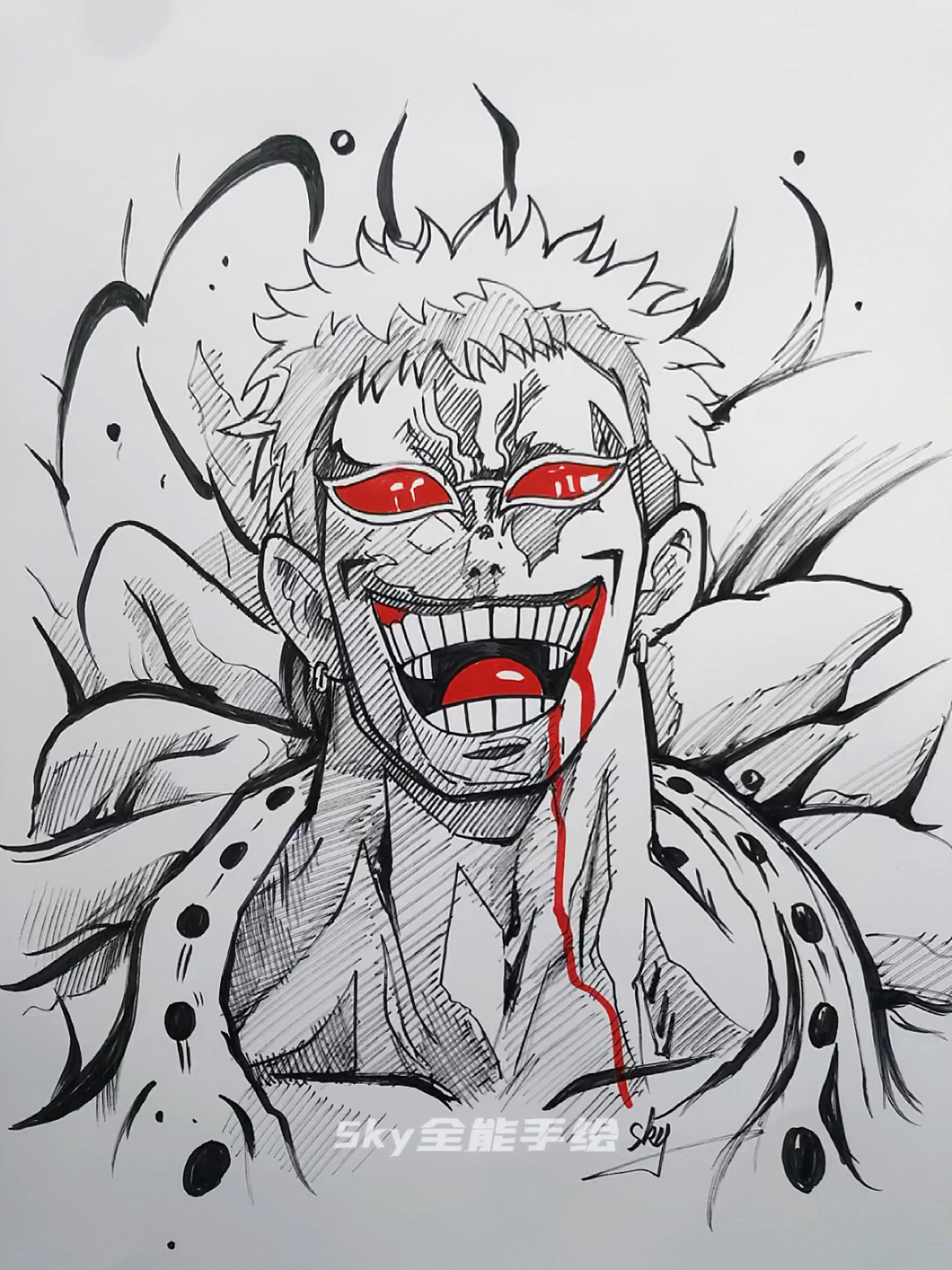 画画原来如此简单海贼王多弗朗明哥动漫人物绘画过程技巧