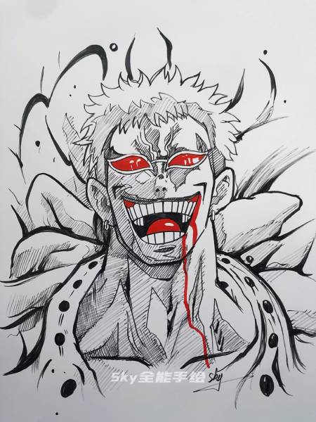 画画原来如此简单海贼王多弗朗明哥动漫人物绘画过程技巧