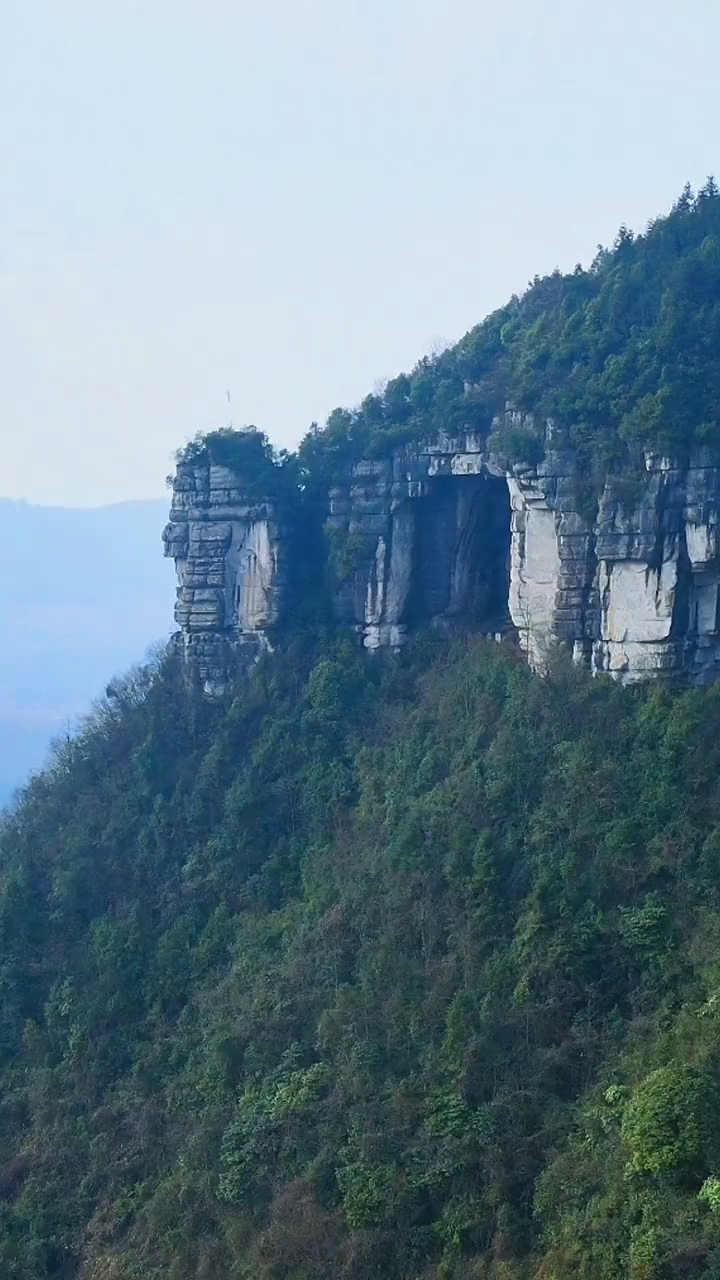 贵州大山深处发现悬崖绝壁上一山洞内住着一户人家,不通水不通电.