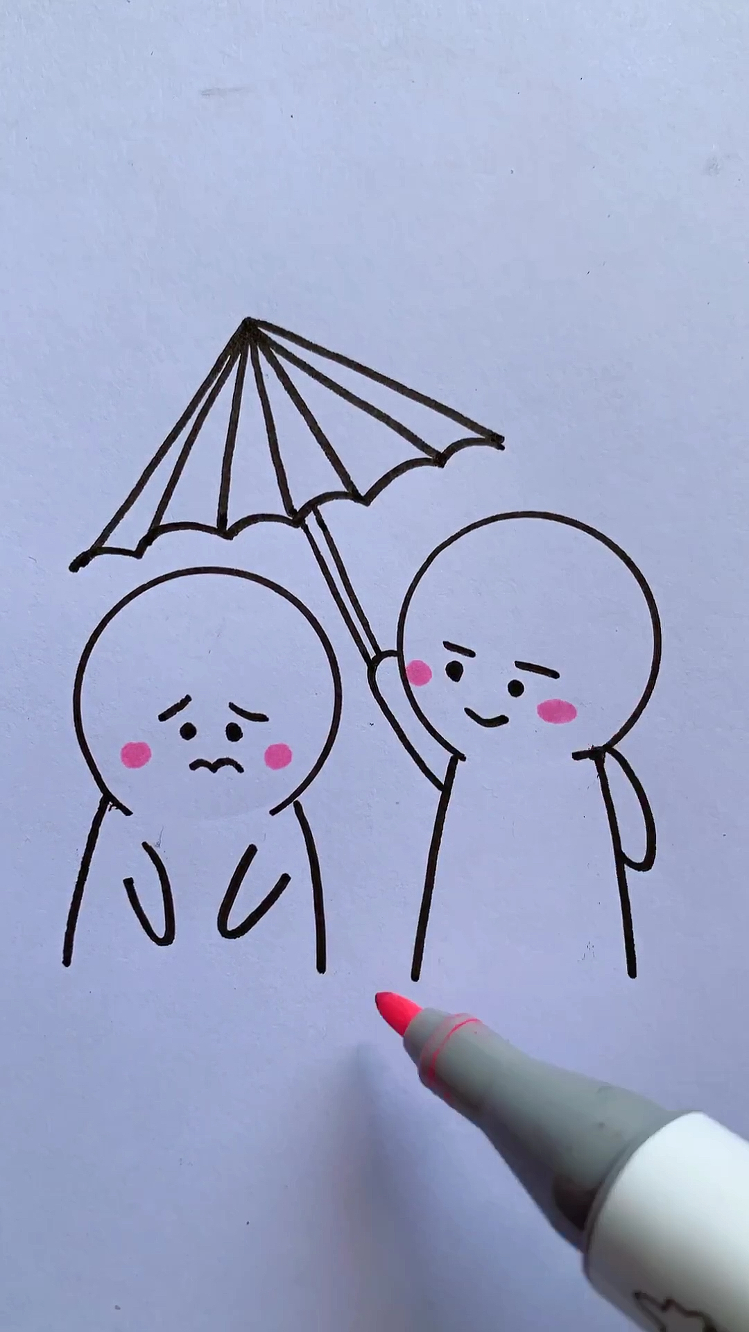 简笔画#我愿做你手中的伞,为你遮风挡雨