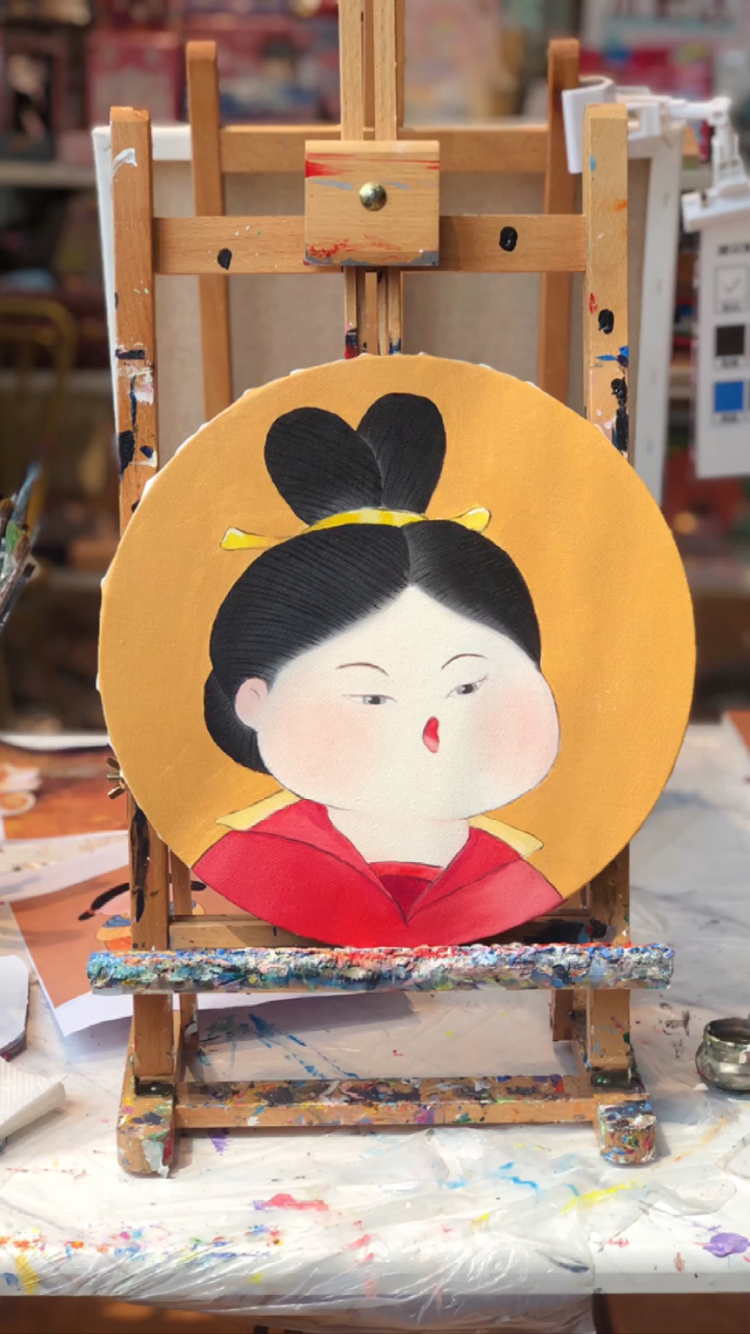 画画原来如此简单#丙烯画分享,是超可爱的胖妹妹