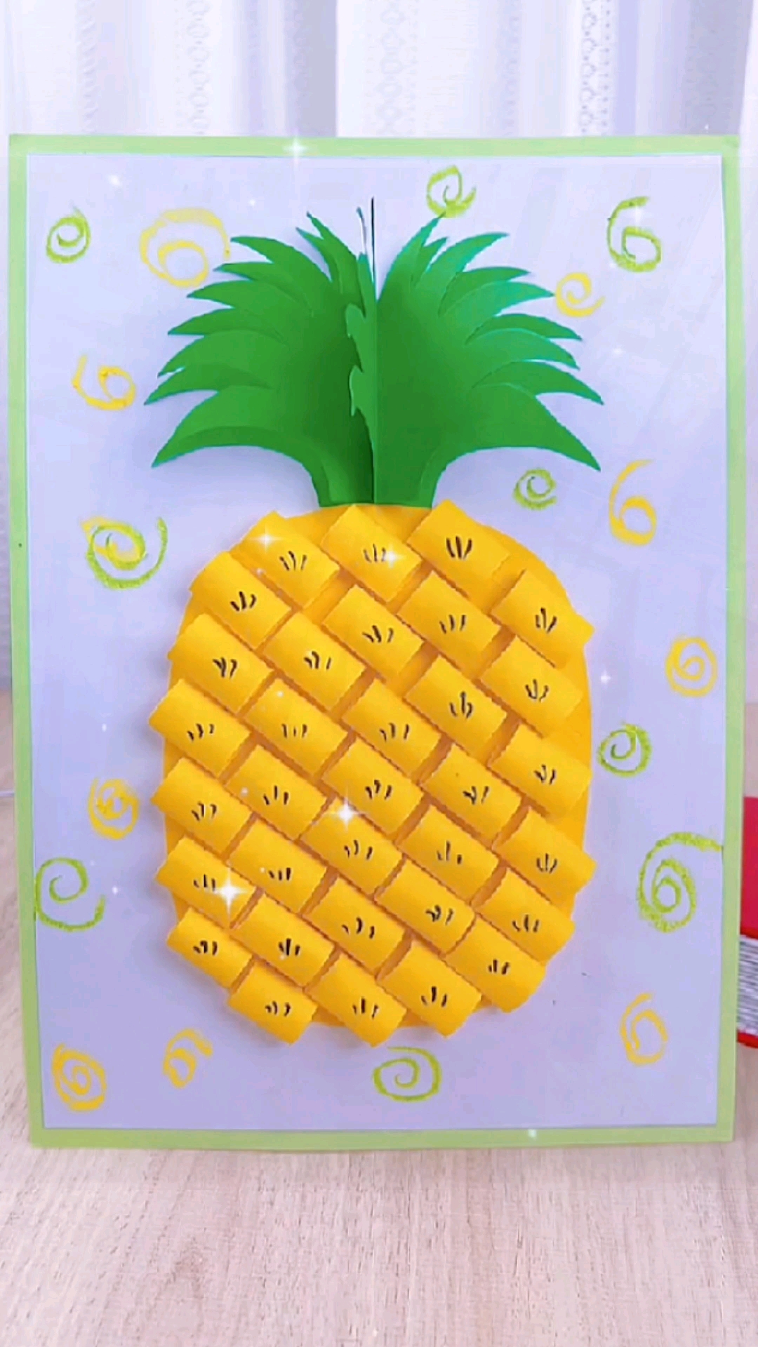 幼儿手工#简单又好看的立体菠萝贴画,家有幼儿园小朋友的宝妈快收藏