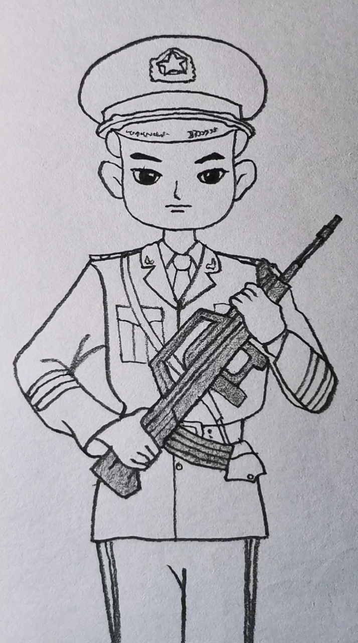 画英姿飒爽的军哥哥.