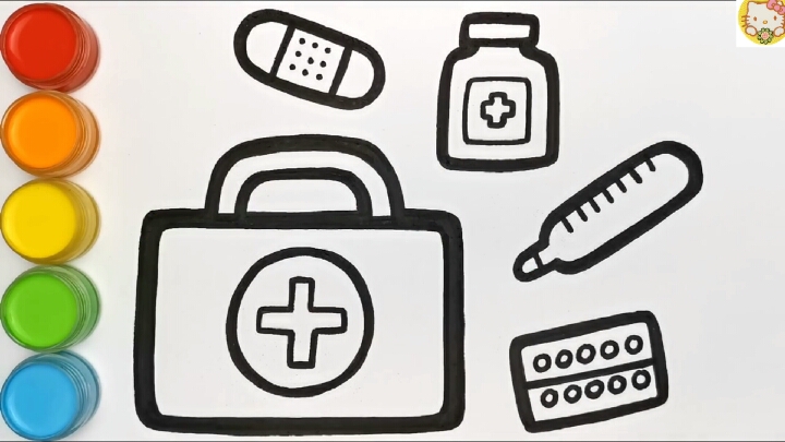 亲子绘画教程,儿童简笔画,家庭小药箱
