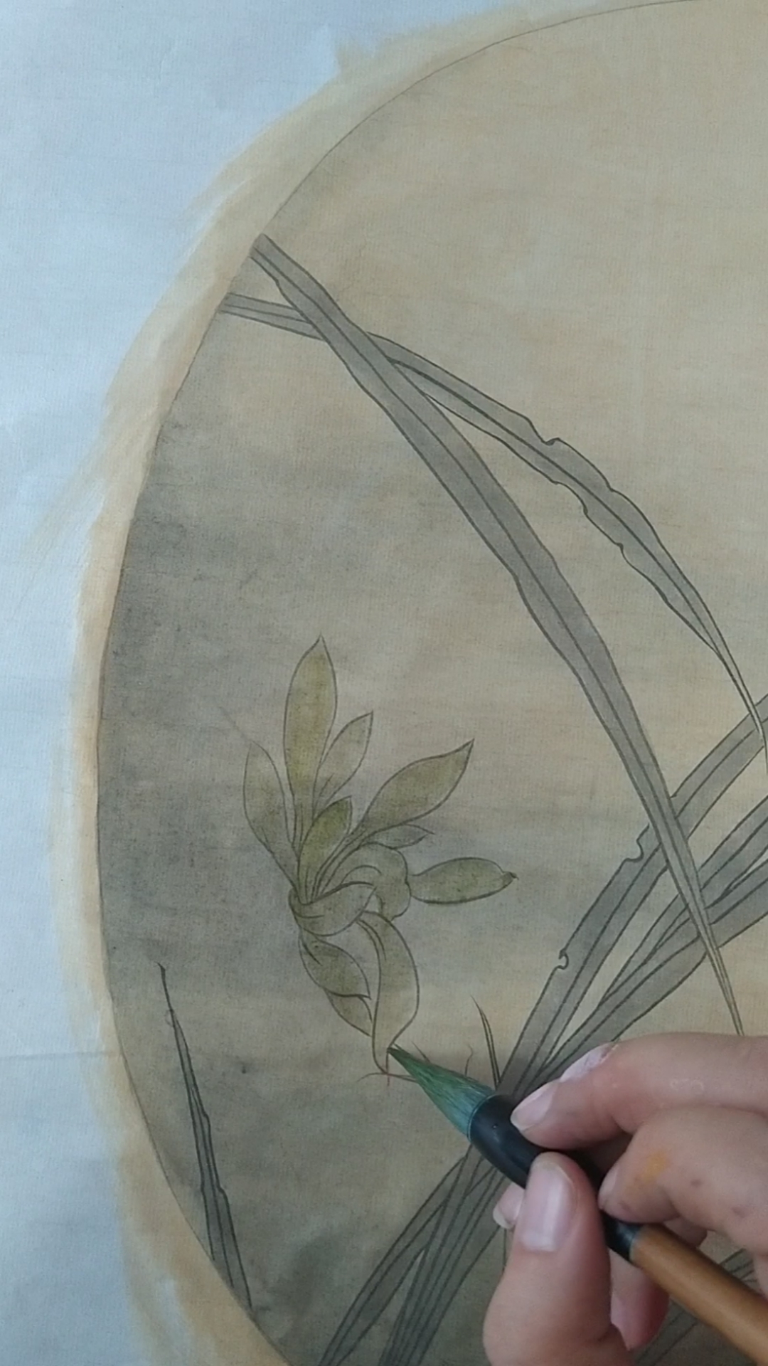 记录生活#《秋兰绽蕊图》6,汁绿平涂花瓣和嫩梗!更多步骤,关注我!