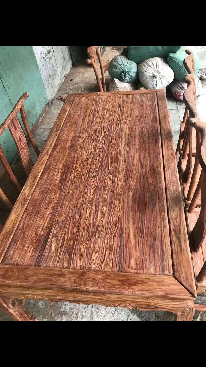 越南黄花梨长方桌158/80/80,木纹漂亮
