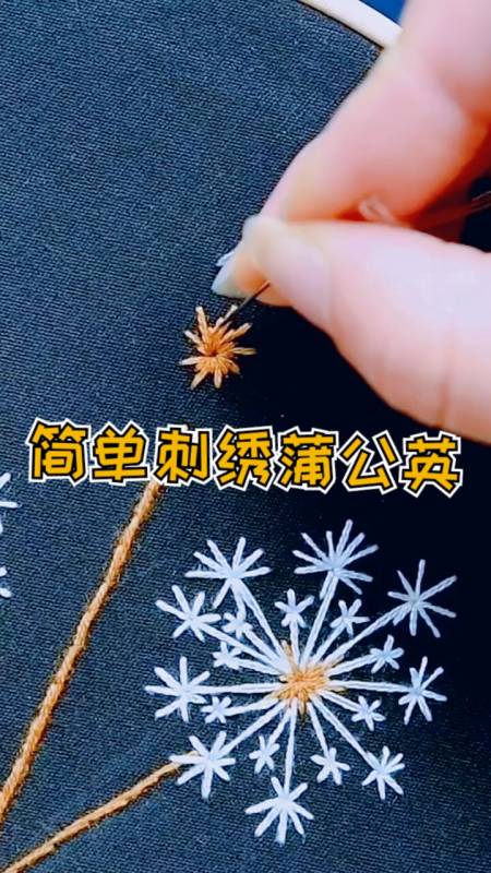 不一樣的人生#手工刺繡蒲公英圖案,方法簡單哦!