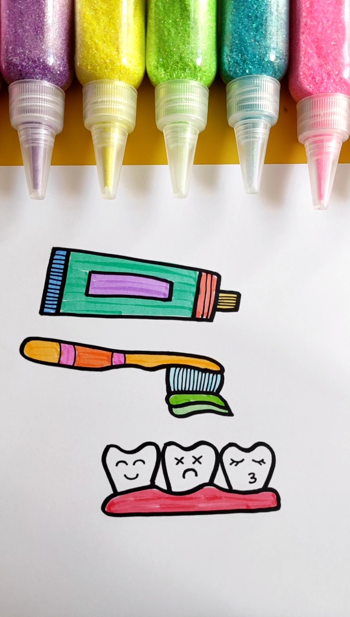 牙刷牙膏牙杯简笔画图片