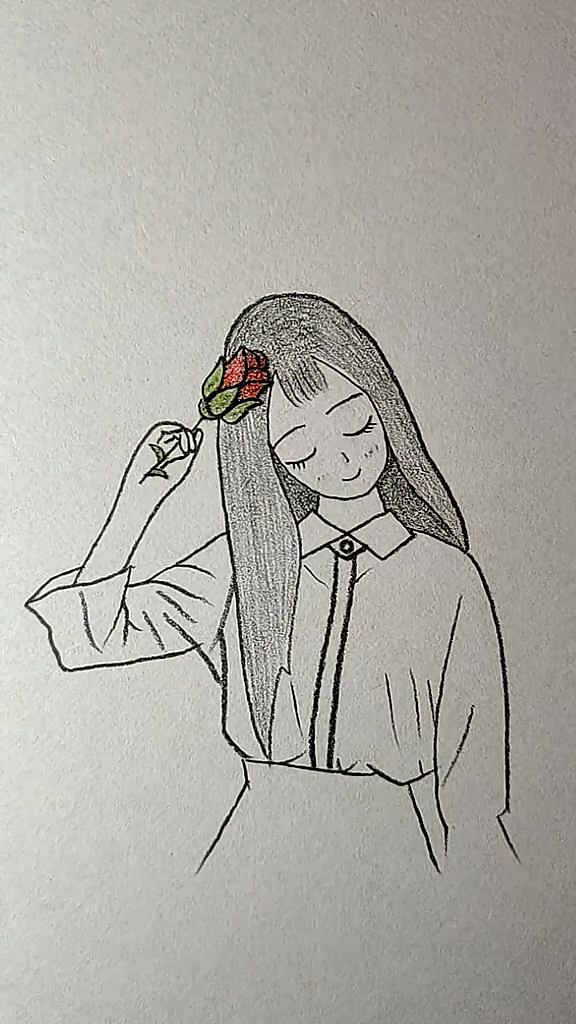 简笔画美丽的女孩就像一朵玫瑰花