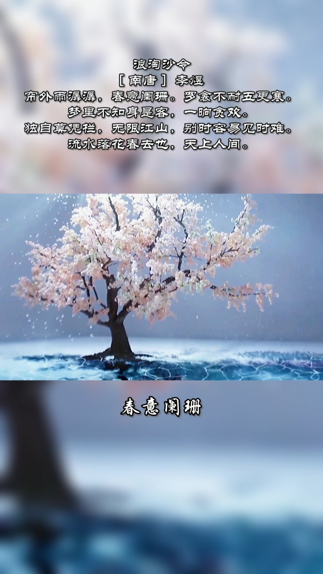 古诗词#帘外雨潺潺,春意阑珊