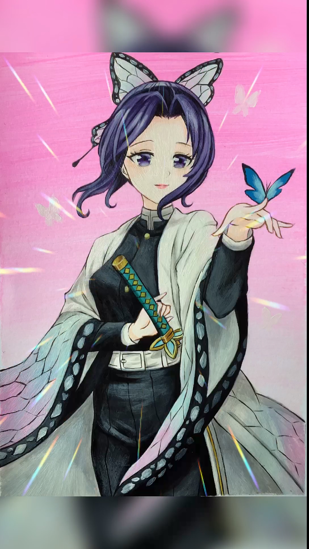 绘画#老爸画的蝴蝶忍太随便了,还得我来改改～-度小视