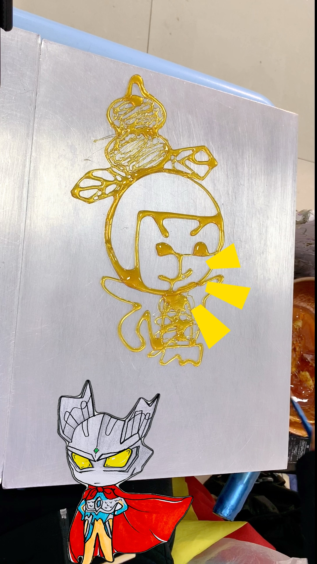 萌娃,才艺,搞笑#猜一猜赛罗奥特曼画的什么糖人?