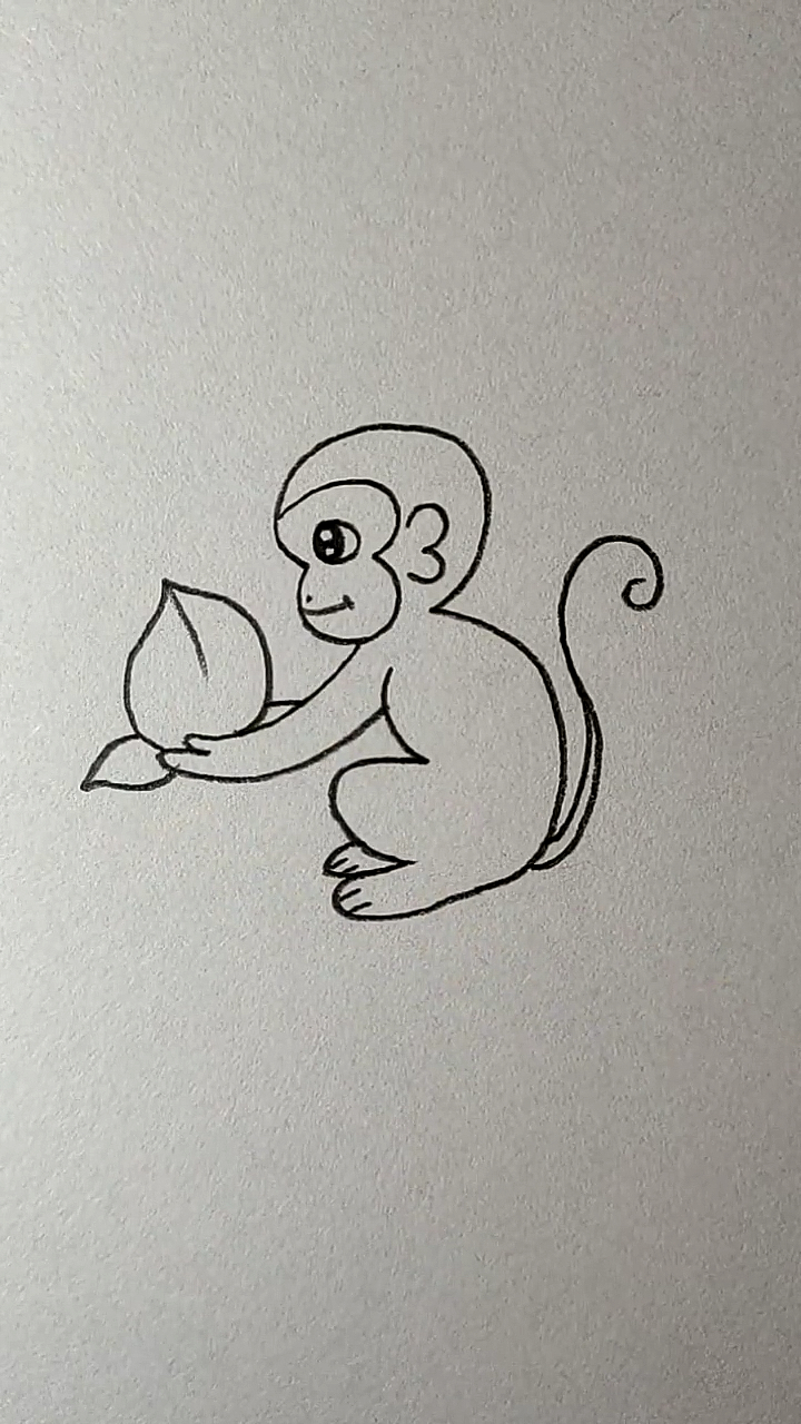 简笔画#用六个3画猴子和仙桃