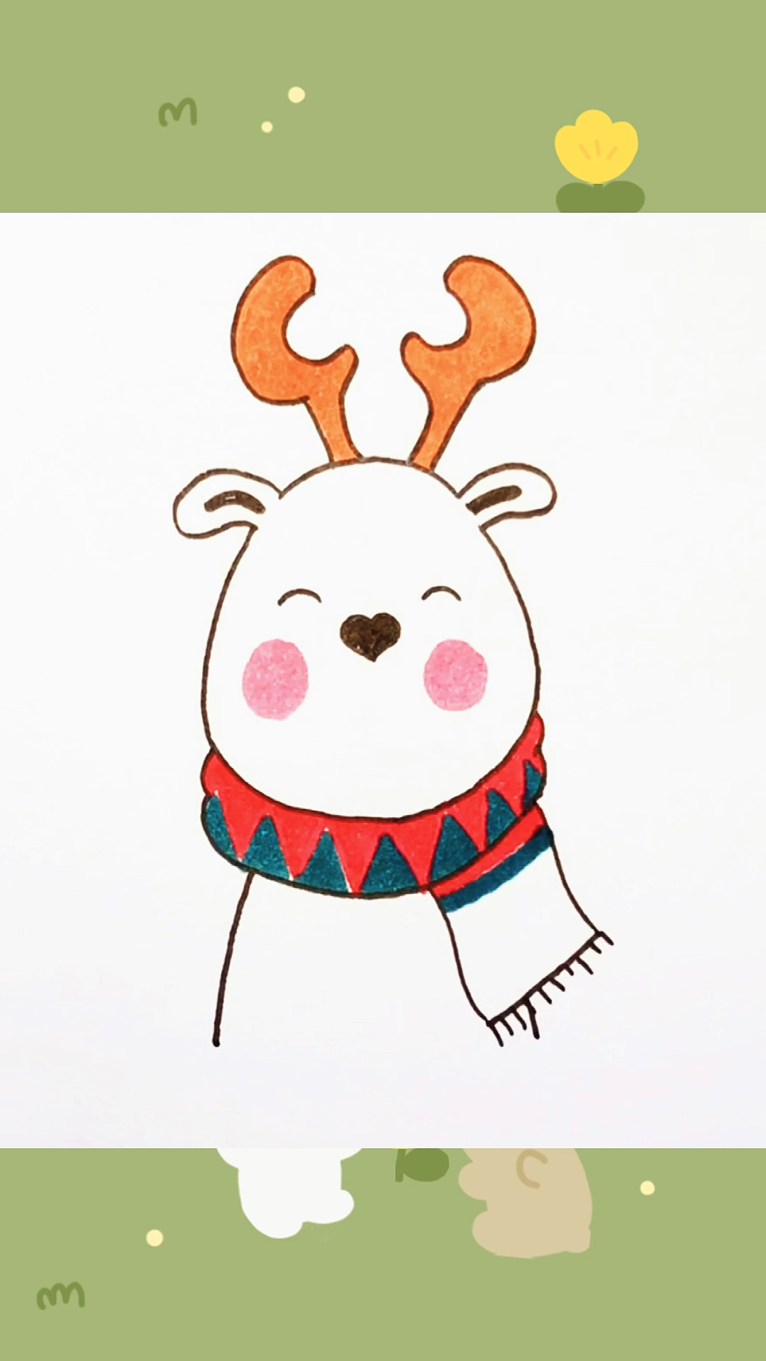简笔画#圣诞麋鹿小插画清新风