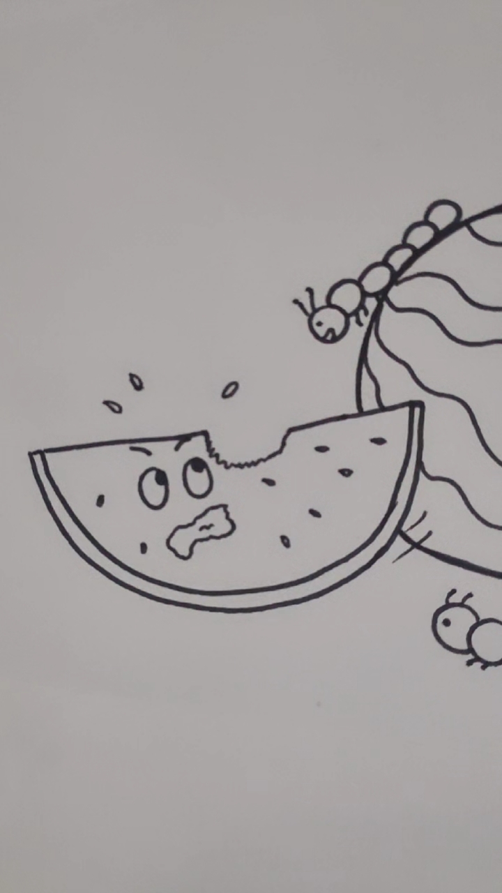 西瓜地里还能画些什么呢?西瓜简笔画