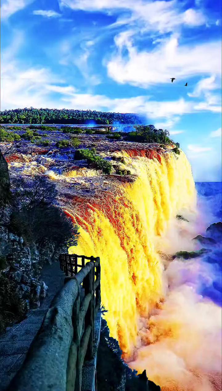 黄金色瀑布或许你是第一次见到