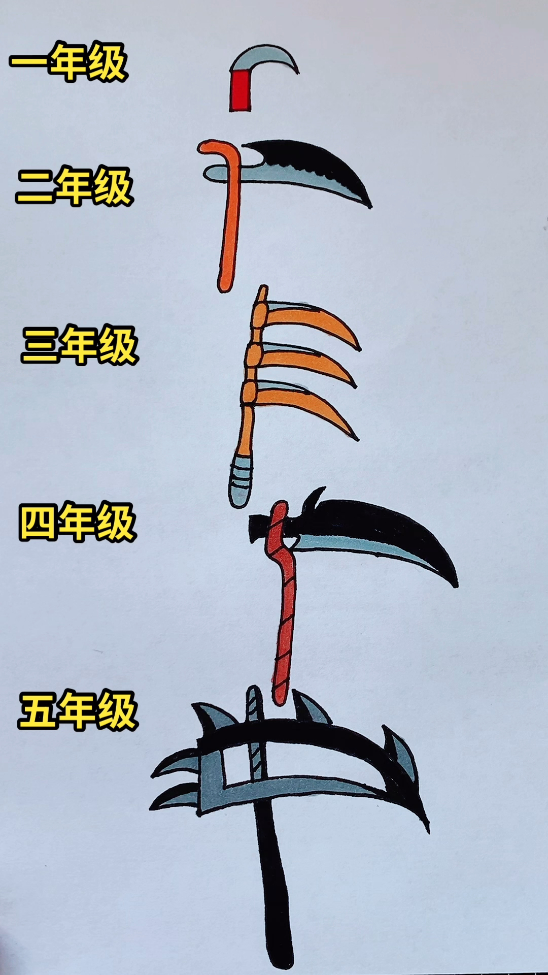 萤火有奖打卡#不同年级画的死神镰刀