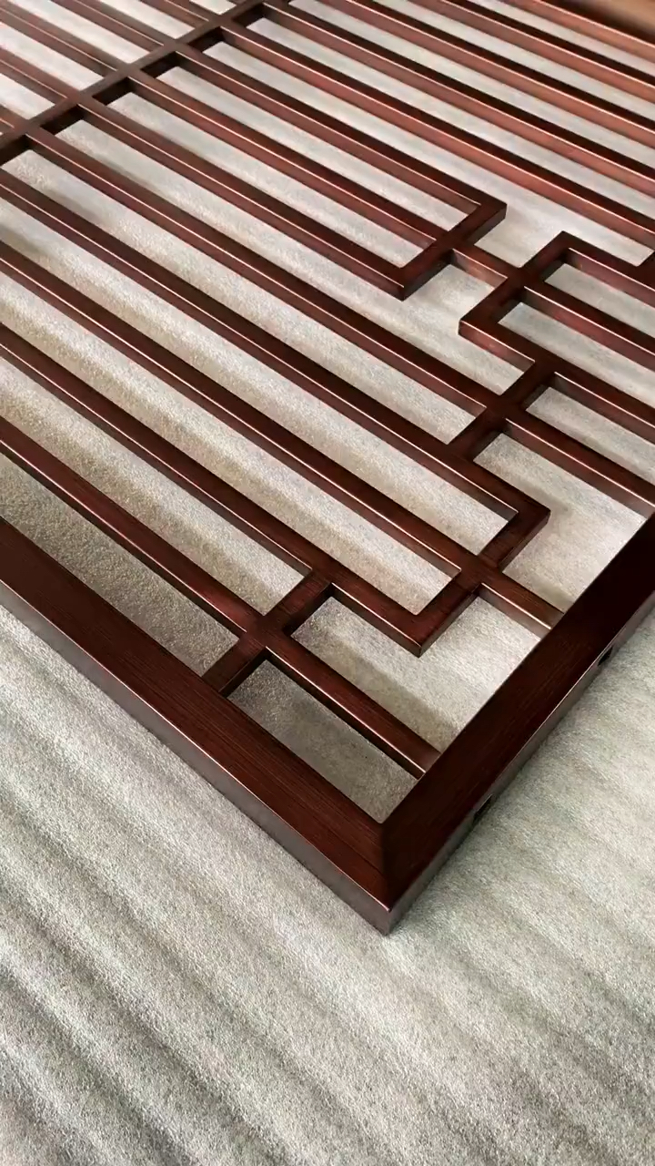 装饰设计#拉丝红古铜色,金属新中式屏风设计.-度小视