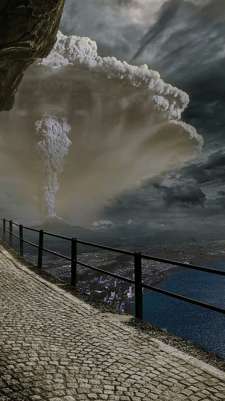 火山爆发智利卡尔布科火山在沉寂40多年后再次爆发火山云形似一条愤怒