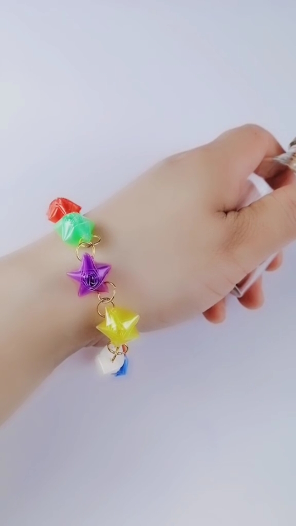 手工制作#吸管秒变手链,超美