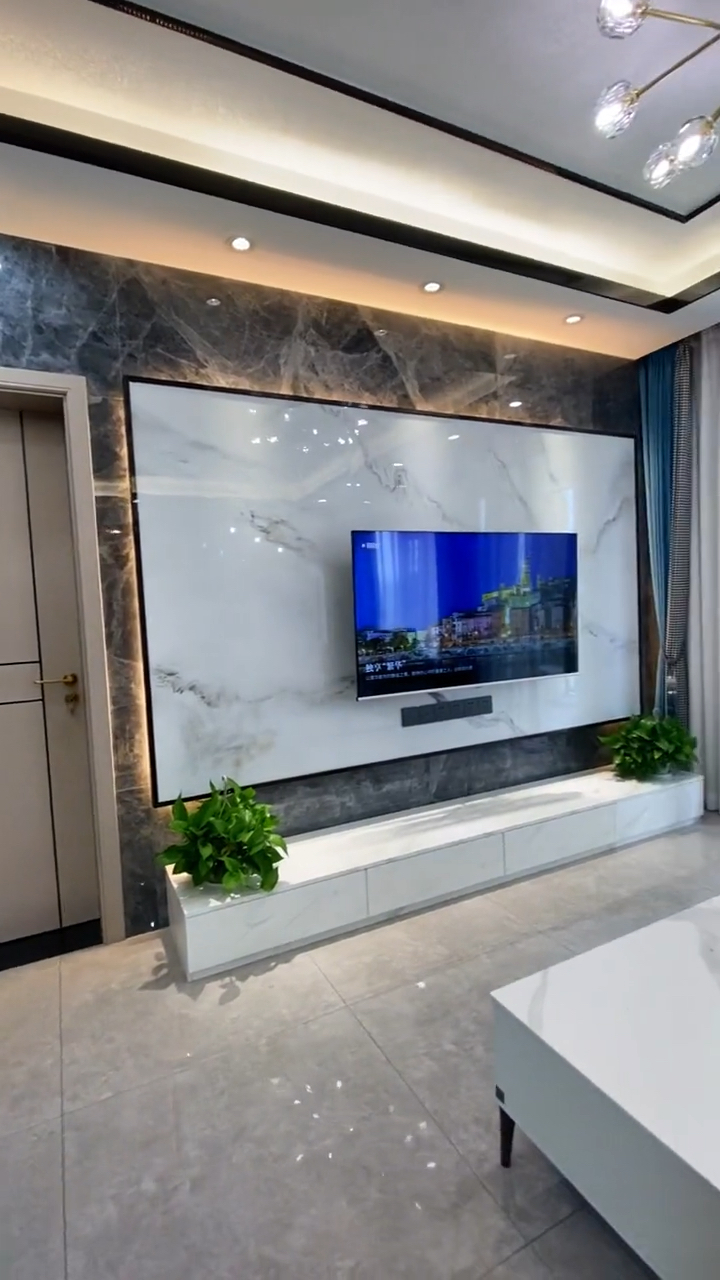 不一样的人生#简约风格,悬空电视背景墙.